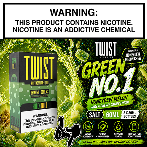 Green No.1 (formerly Honeydew Melon Chew) Salt 60mL (2 × 30mL Bottles) by Twist E-Liquids