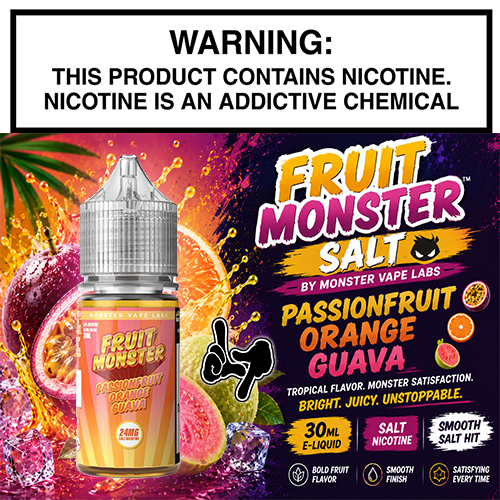 Fruit Monster Salt Passionfruit Orange Guava 30mL Bottle by Monster Vape Labs