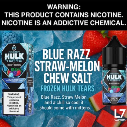 Frozen Hulk Tears Salt Blue Razz Straw-Melon Chew 30ml Bottle