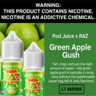 POD Juice x RAZ Green Apple Gush Salt 30mL Bottle