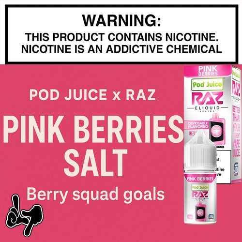 Pod Juice X RAZ Pink Berries Salt 30mL Bottle