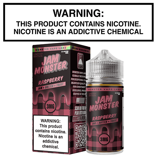 Jam Monster Raspberry 100mL Bottle by Monster Vape Labs - Image 2