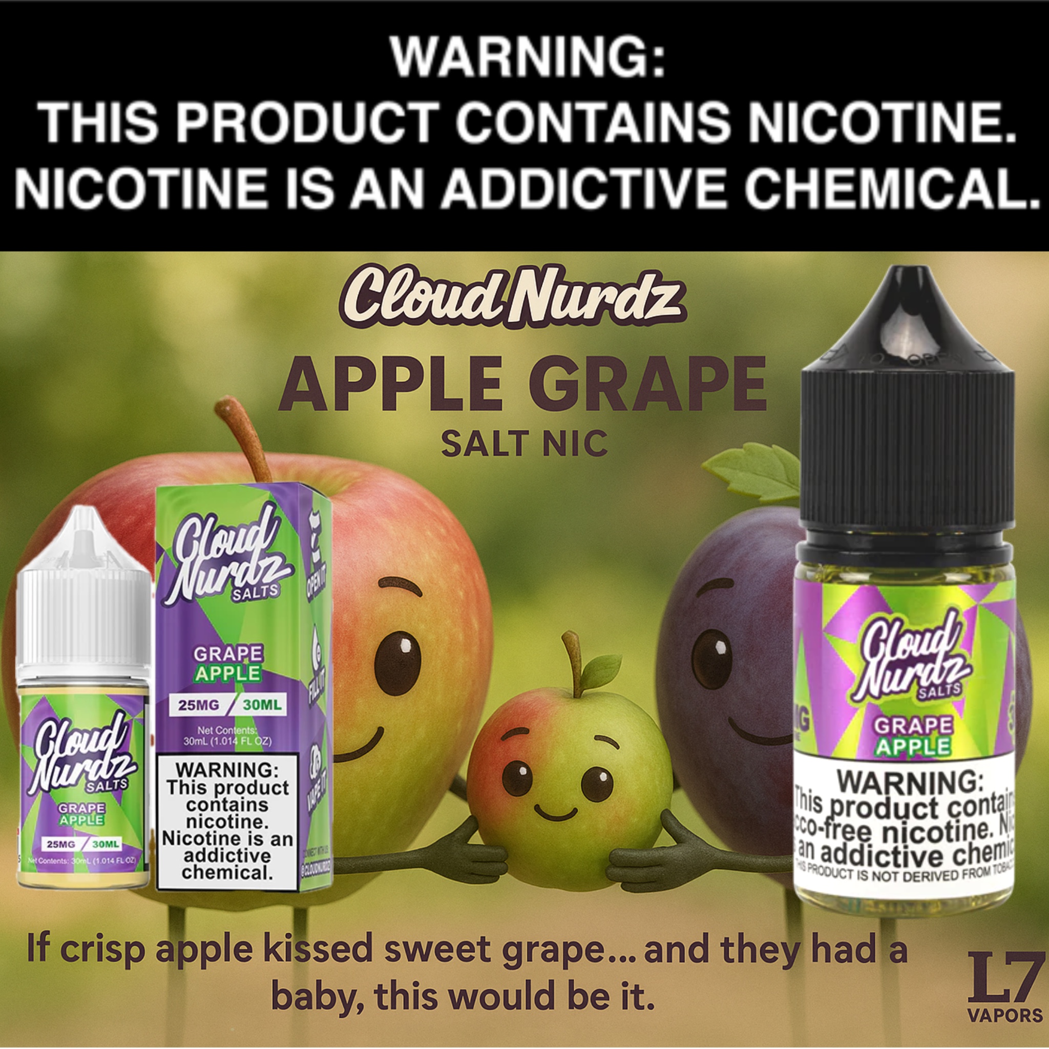 Apple Grape Salt 30mL Bottle by Cloud Nurdz