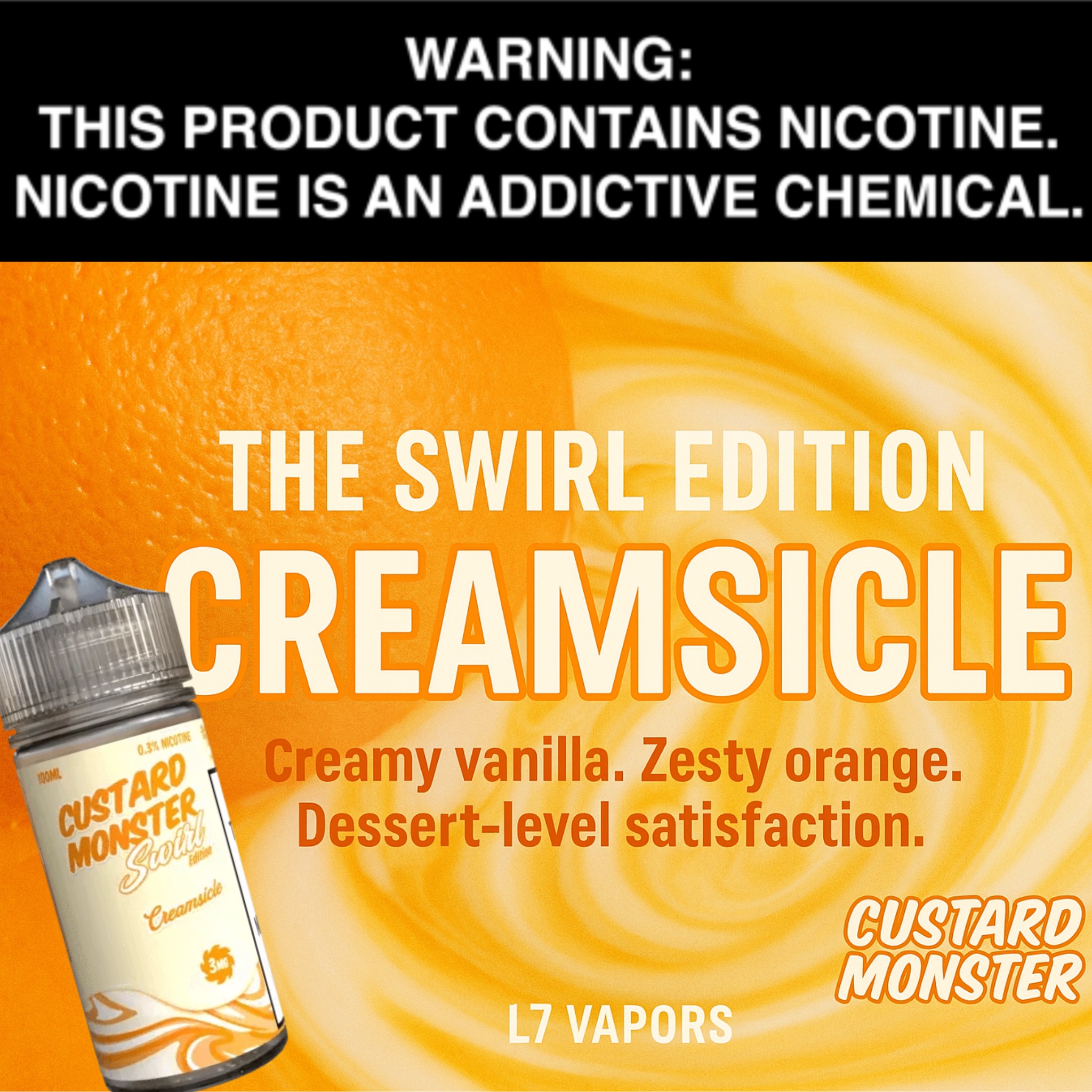 Custard Monster Swirl Edition Creamsicle 100mL Bottle by Monster Vape Labs